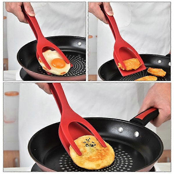 Röd 2-delad Non-Stick Spatel, 2 i 1 Kökstång och Spatel med Non-Stick Beläggning, 2 i 1 Äggstek Spatel Non-Stick Roterande Grillad San