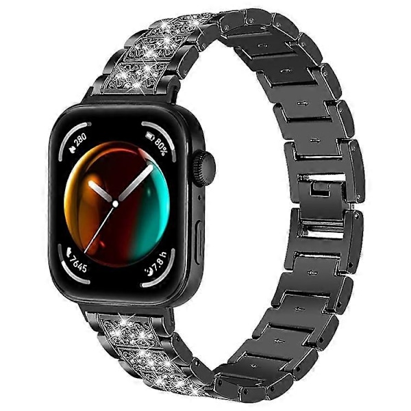 Kompatibelt metallarmband med strass för Huawei Watch Fit 3 Smartklocka Black