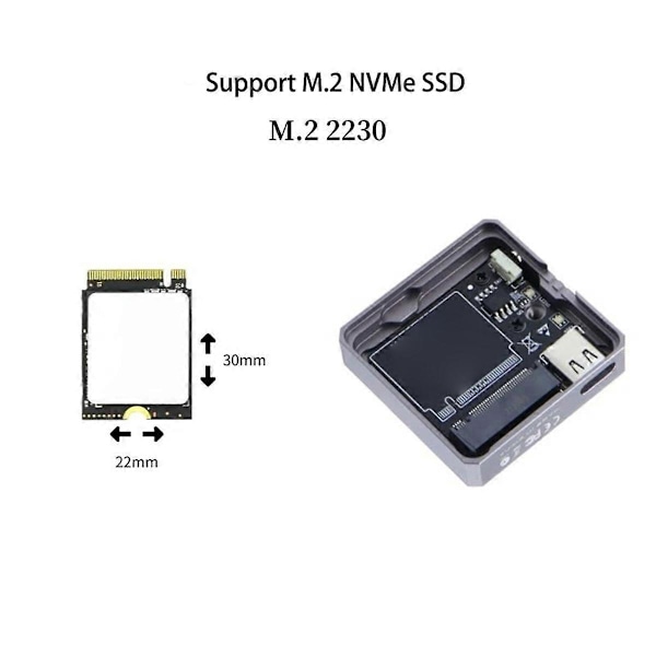 2230 M.2 NVMe SSD-kabinett USB 3.2 Gen 2 10Gbps till NVMe PCI-E M.2 SSD-fodral Extern SSD för 15 Pro