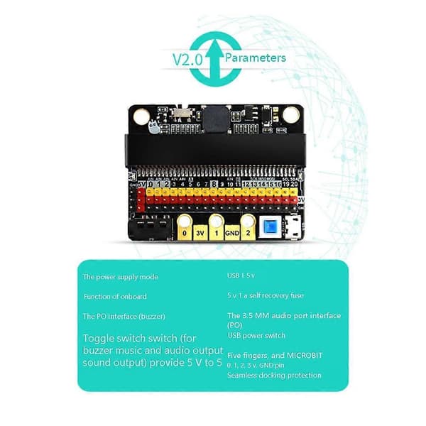 Microbit-laajennuskortille IOBIT V2.0 Horisontaalinen sovitinlevy perus- ja yläkouluille