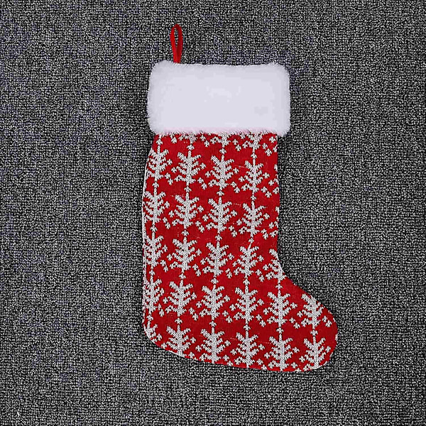 Röda Julstrumpor i Tryckt Tyg, Kit för Julgran, Presentpåsar, Klassisk Hängande Dekoration för Öppen Spis