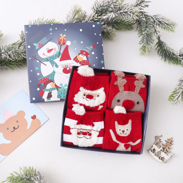 Jul Höst och Vinter Röd Par Jul Presentförpackning Present Bomullsstrumpor Strumpor style 2
