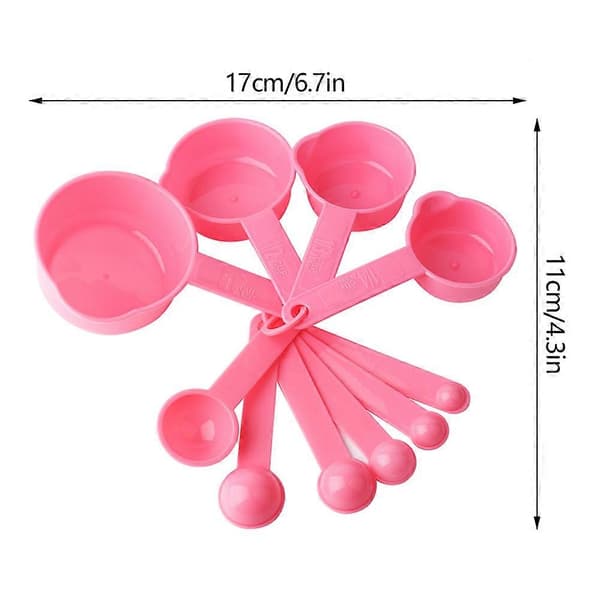 10 st/set Kök Matlagning Tesked Måttskedar Måttkoppar Mätverktyg (Rosa)