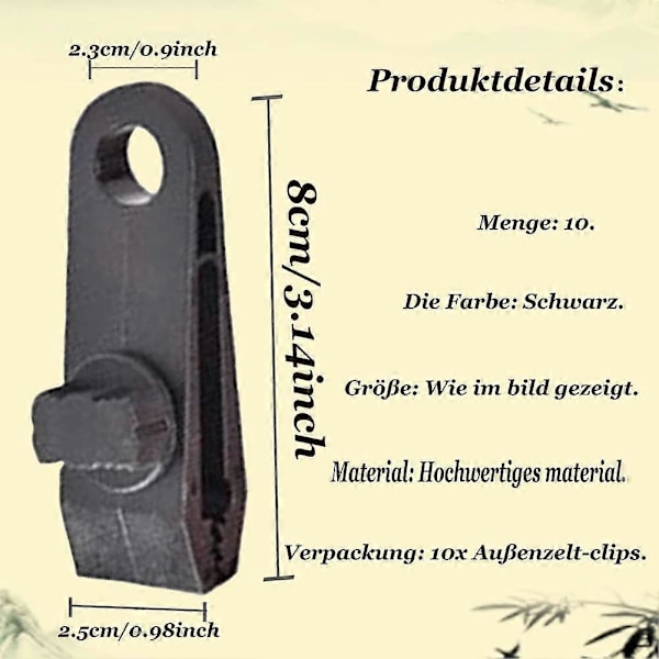 Presenningsclips 10 stk. teltclips markiseclips markise camping teltclips presenningsclips udendørs aktiviteter awn