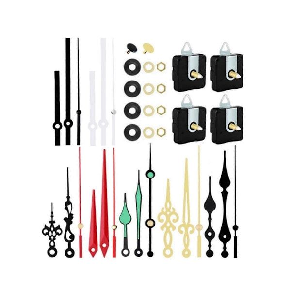 4 st Klockmekanism Ersättningskit med 7 Klockvisare för Klockreparation DIY Klockreparation