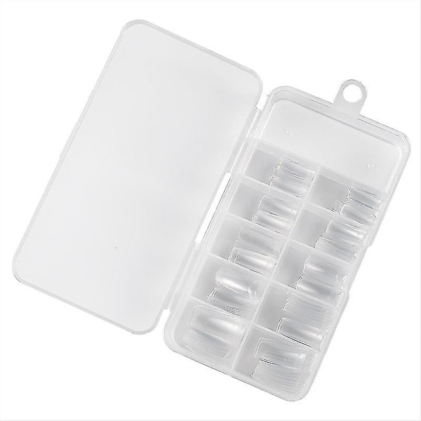 Eksklusive Neglekapsler 500 stk./æske Kunstige Negletipper Fuld Dækning Negletipper Akryl Gennemsigtige Neglekapsler Fransk Manicure Falske Negle transparent semi-adhesive