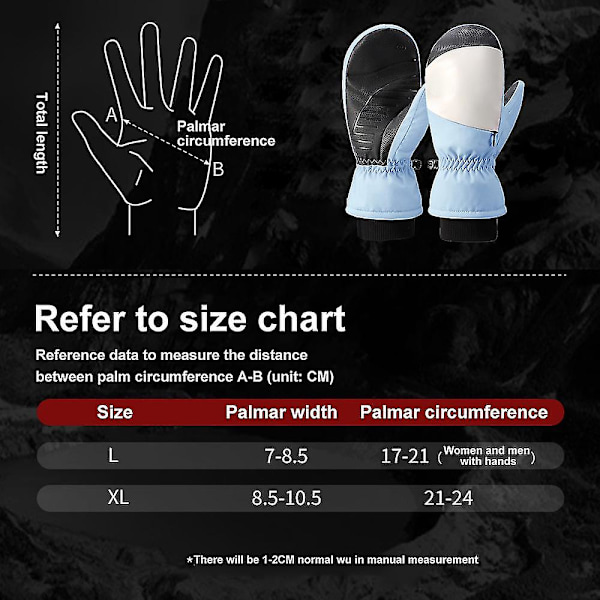 Miesten ja naisten hiihtohanskat: Tuulenpitävät, vettähylkivät talvikintaat, koot XS-XXXL Blue L