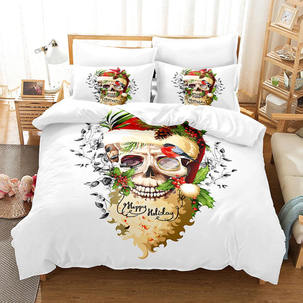 S5 Hodeskalle 3D-printet Sengesett Dynetrekk Dynetrekk Putetrekk Barnegave AU QUEEN 210x210cm