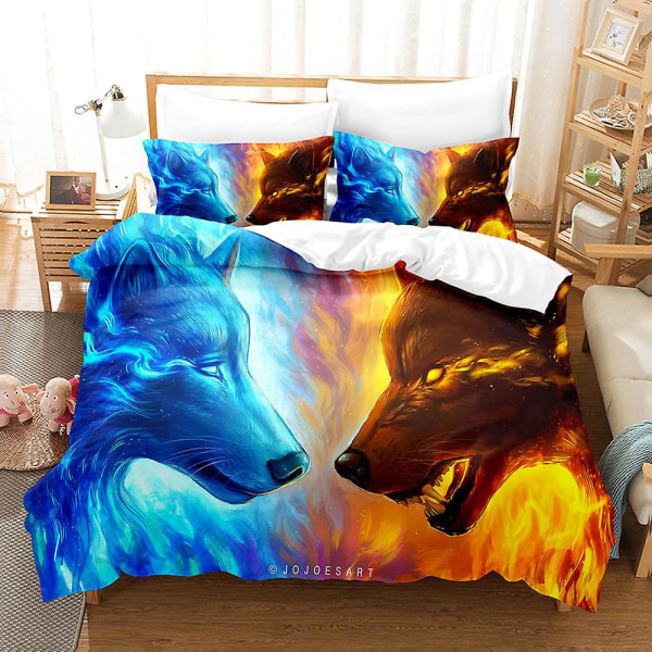 W16 Sudet Eläinmaailma 3D-painettu Vuodevaatesetti Pussilakana Peittopäällinen Tyynyliina US TWIN 173x218cm
