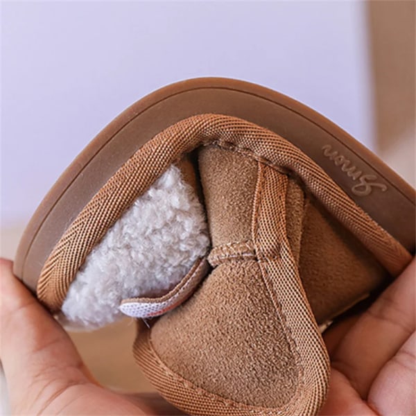 2023 Nye Babysnøstøvler Varm Plysj Søtt Kaninmønster Barnesko Myk Såle Mote Småbarn Jenter Gutter Støvler black 21(insole 13.5 cm)