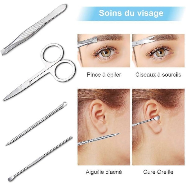 12 i 1 set med Nagelknipsare Manikyr Pedikyr Kit Rostfritt Stål Nagel Manikyr Pedikyr Verktyg
