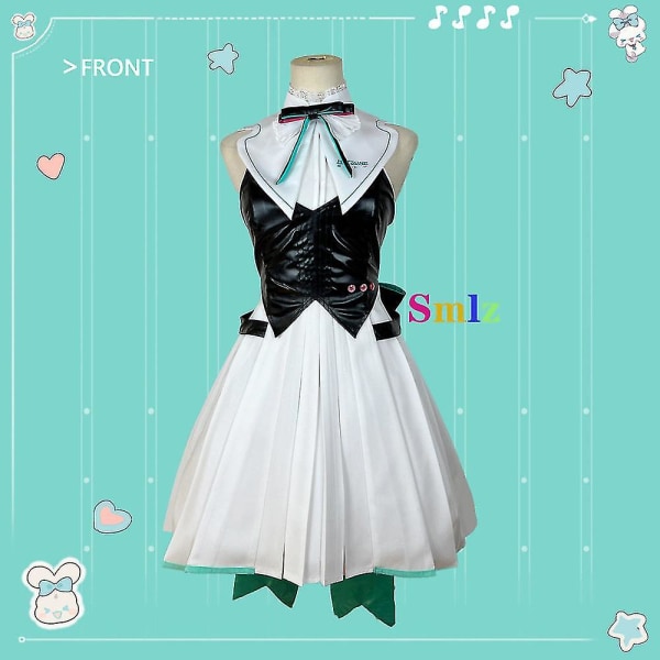 Uusi trendi Miku Cosplay Anime Puku Sinfonia Mekko Aloittelija Tulevaisuuden Miku Cosplay Peruukki Halloween Pukutarvikkeet Rekvisiitta Lahja set and wig XS