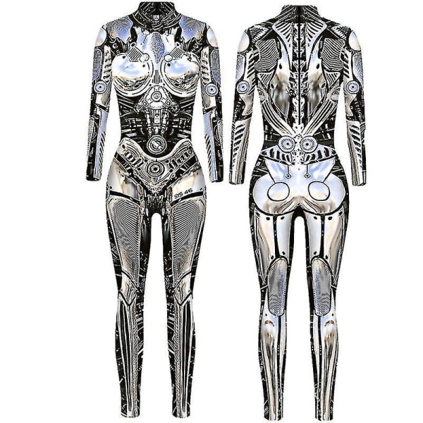 Halloween Robot Jumpsuit för Kvinnor Steampunk Sexiga Cosplay Kostymer Karneval Party Långärmad Halloween Bodysuit Cool b Children 140cm*150cm