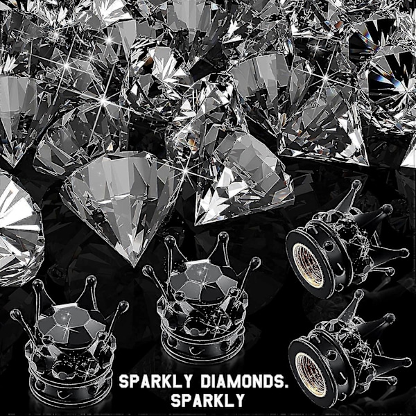 4 Stycken Krona Däckventilhylsor Bling Handgjorda Kristall Strass Universella Krom Krona Fordons Biltäckshylsor, Attraktiva Tillbehör För-