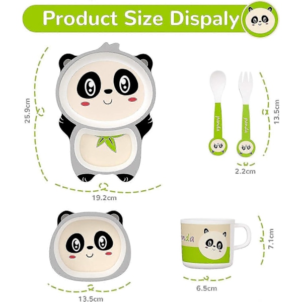 2025, Barnservis Set Middagsset Babytallrik Skål Bambufiber Gaffel (panda)