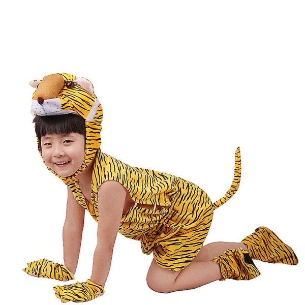 Tiger-kids Dyrekostume Sæt Performance Kostume Kostumefest Halloween Scene Drama Børnenes Dag Suitable for 90-100 cm