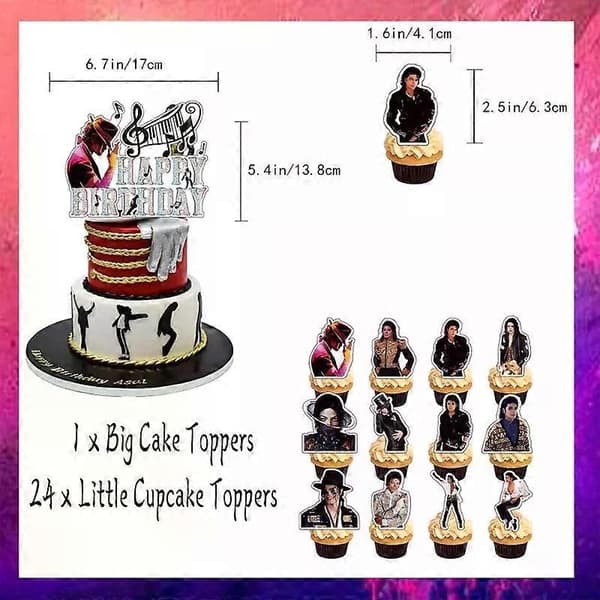 Michael Jackson Bursdagsfestutstyr Sett Ballonger Kaketopp Banner
