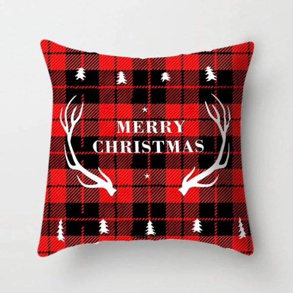 45x45cm Rød Hvid Sort Gitter Jule Pudebetræk Glædelig Jul Ornamenter Til Hjemmet Xmas Nytår 2023 Sofa Bil Hyndebetræk multi