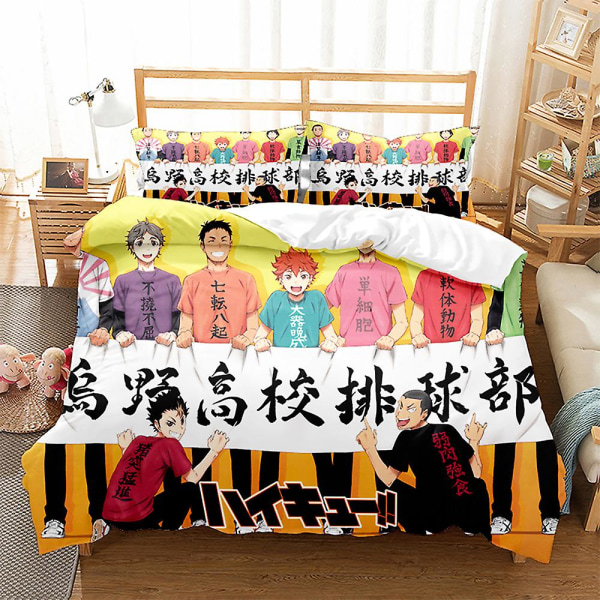 Haikyuu 3D-printet sengesett dynetrekk dynetrekk putetrekk barnegave farge 3 AU QUEEN 210x210cm