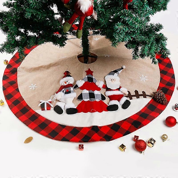 120cm Julgransmatta, Julgransfotsöverdrag, Julgransdekoration, God Jul Julgransmatta, Jultomte Snögubbe