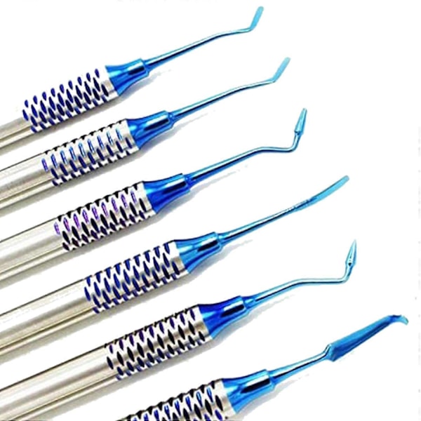 6 st Dentalinstrument Komposit Resin Fyllningsspatel Titanpläterad Huvudfyllare Dentalverktygsset(