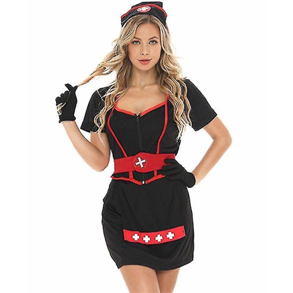 Sexiga kvinnor Hjärtstopp Mörk sjuksköterska Kostym Cosplay Uniform Svart  Röd Topp Kjol Set Halloween Rollspel Fancy Dress M 9e83 | M | Fyndiq