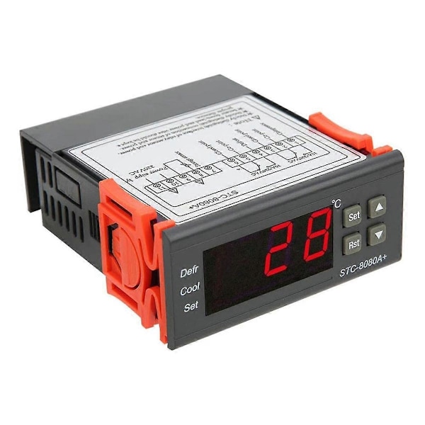 Stc-8080A Digital Kylskåpsavfrostning Larmande Temperaturkontroller Plast Termostatkontroll