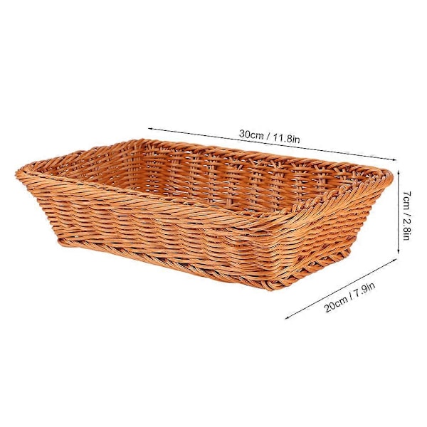 Rektangulær oppbevaringskurv for mat, brød og frukt til husholdningsbruk, for kontor, restaurant, kaffefarge