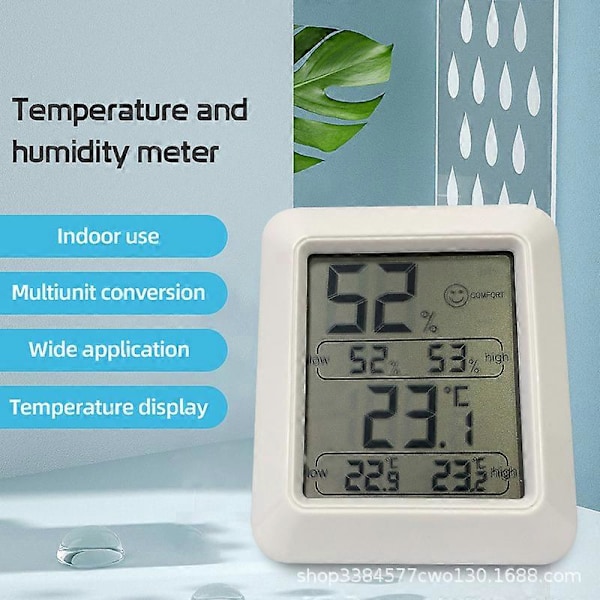 Digitalt Hygrometer Indendørs Termometer Rumtermometer og Fugtighedsindikator med Fugtigheds- og Temperaturmonitor (67x78x22mm)
