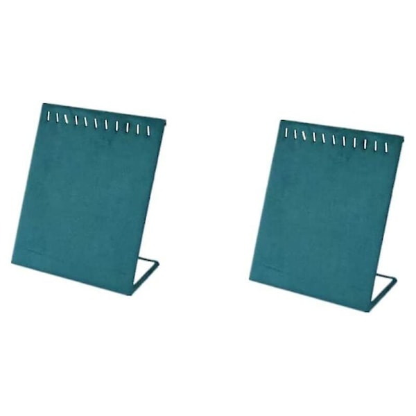Set med 2 Sammetshalsbandsställ, Halsbandshållare, L-formad Smyckesdisplay, Elegant Organizer, Bordsdisplay för (Mörkgrön) GetRich
