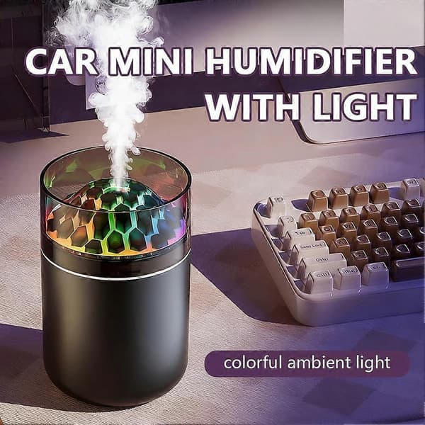 Ny 7-färgs LED bil mini luftfuktare Universal bil diffusor luftfuktare White One size