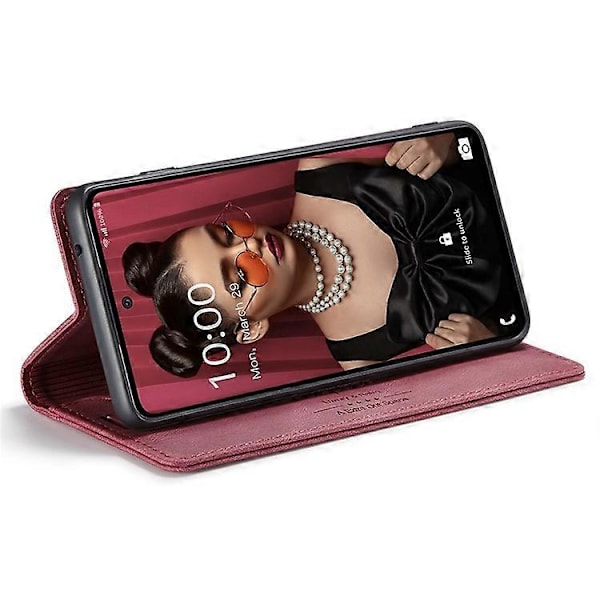 AUTSPACE A01 Serie Kompatibel Med Samsung Galaxy A52 4G/5G/A52s 5G PU Læder Etui RFID Wallet Flip Stand Cover Red