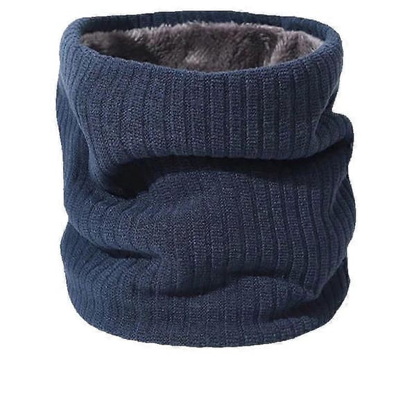 Varm stickad halsduk förtjockad polarfleecefoder skidvinter vindtät-mörkblå dark blue