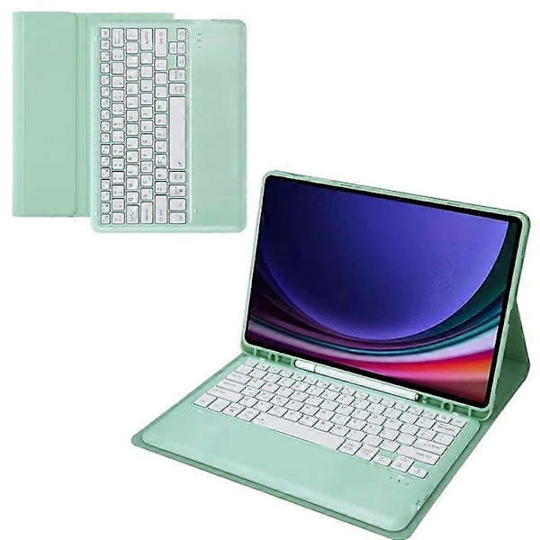 A810B Yhteensopiva Samsung Galaxy Tab S9 FE+ 12.4\" X610 / X616 Irrotettava Bluetooth-näppäimistökotelo Kynäpaikka Tablettikotelo LightGreen