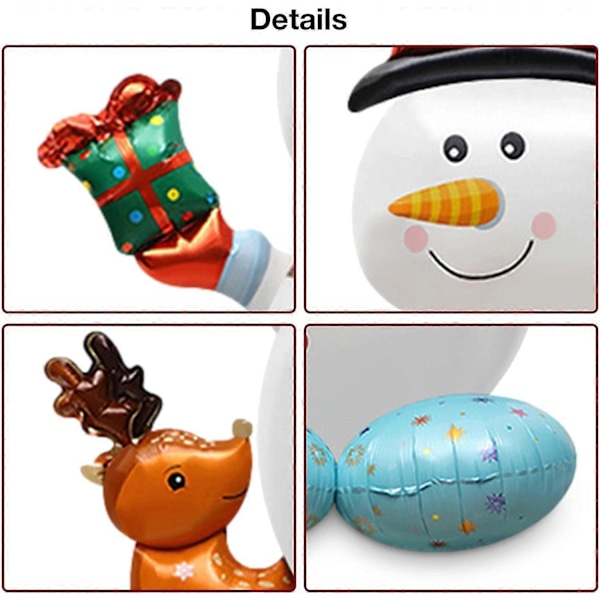 Jul Folieballonger | Jultomte Ren Julgran | Färgglad Folieballongdekoration