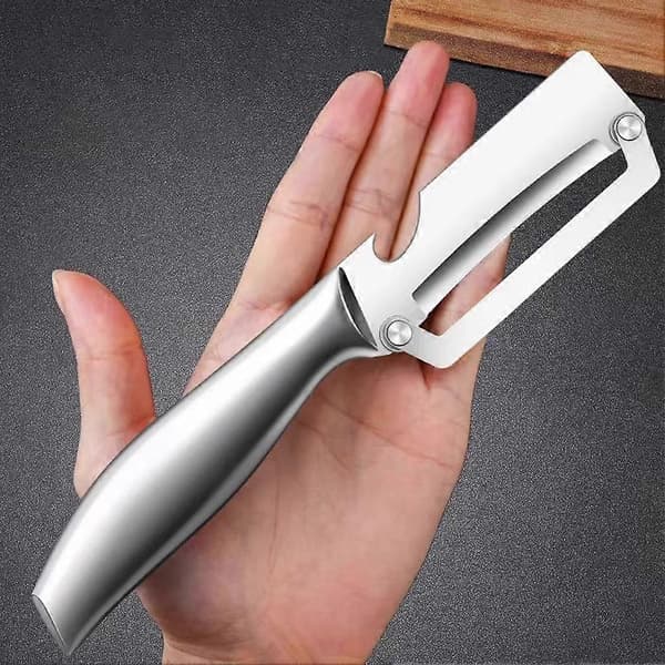 Skreller i rustfritt stål, skarpt blad, flaskeåpner, ergonomisk håndtak 1pcs