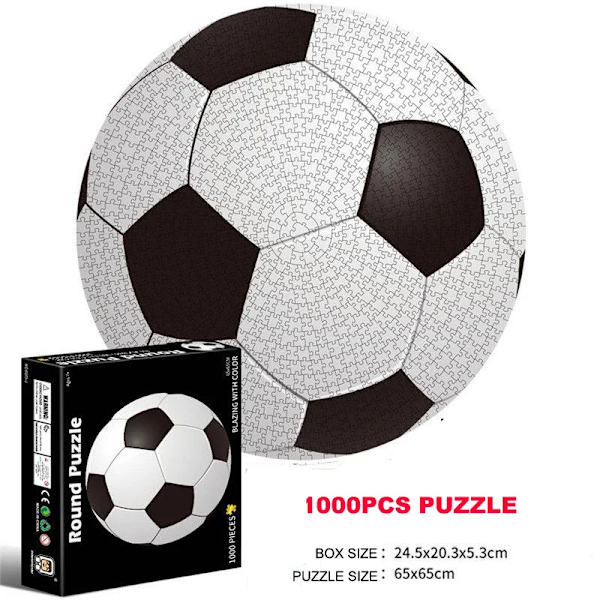 65CM Rundt Puslespil 1000 Brikker Børn 3D Jord Måne Konstellation Regnbue Papir Samle Jigsaw Puslespil Spil Uddannelseslegetøj Til Voksne football  puzzle