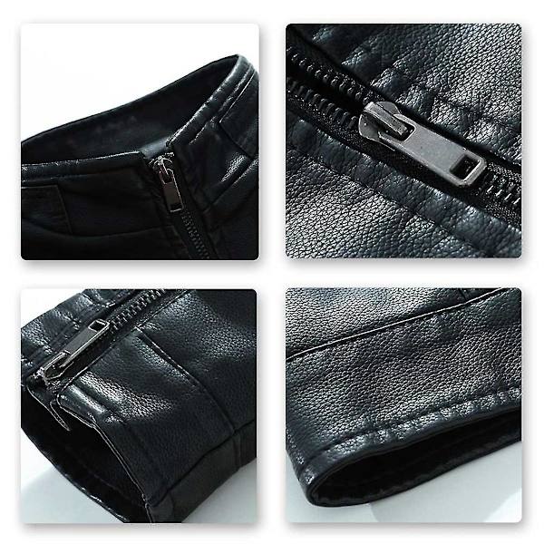 Tjockare ledig skinnjacka för män med ståkrage Black Green XL