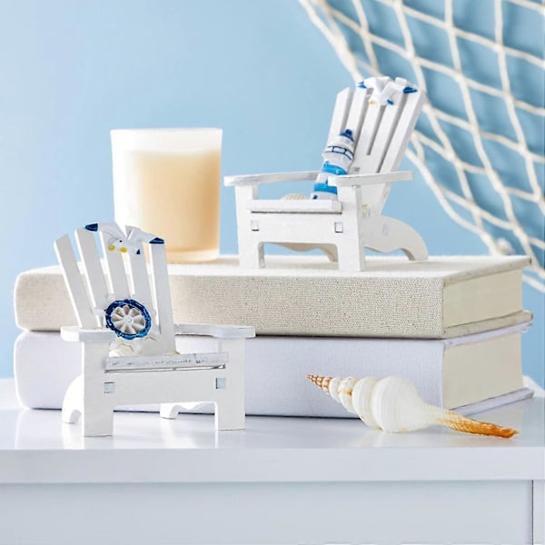 Set med 4 Mini Strandstolar för Badrum, Nautisk Heminredning, Havsdekorationer (4 tum)