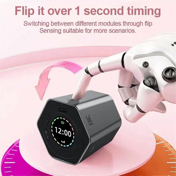 Digital Klokke Timer Magnetisk Timer Kjøkken Heksagon Flipp Timer for Studier Matlaging Trening Enkel