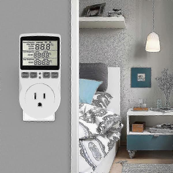 Digital Temperaturkontroller Strømuttak EU Plugg Termostat Med Timer Bryter Sensor Probe Varme Kjøling Utgave