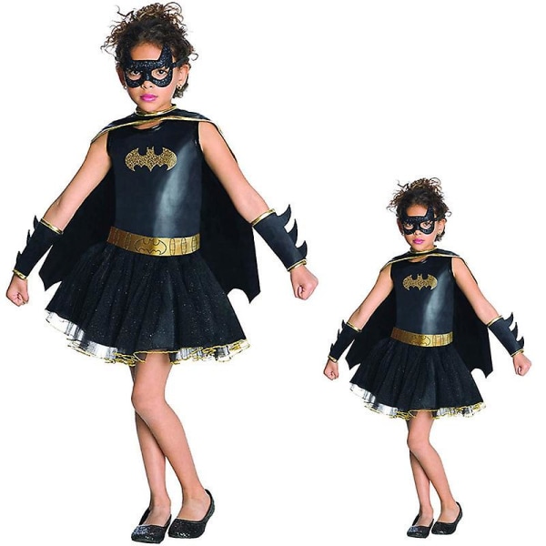 2023 Little Black Girl Cosplay Klær Flaggermus Barn Fantasy Fancy Dress For Barn Karneval Fest Halloween Kostyme Nyttårsgave 140-155cm