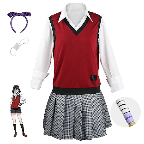 7kpl Cosplay-asustesarja, Jabami Yumeko Cosplay, Kakegurui Anime -puku Ikishima Midari Jk -asu laskostettu hame Yomozuki Runa -takki Un L