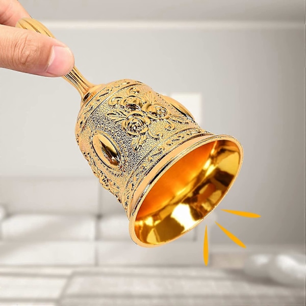 Bell, Håndklokke, Metal Håndklokke, Håndklokke, Håndklokke Bordklokke til Skole, Restaurant, Hotel, Juledekorationer (Guld)