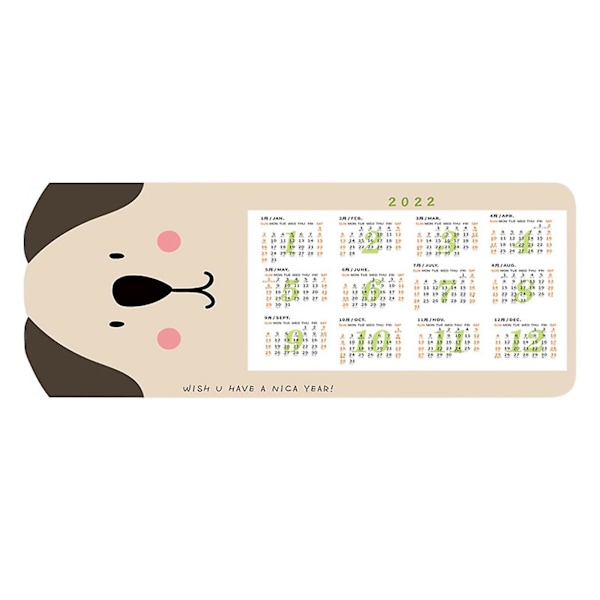 2022 Musmatta Kalender Rektangel Halkfri Gummimatta För Datorbord Laptop Kontor, sött hundmönster