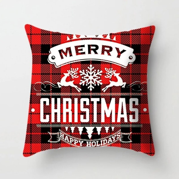 45x45cm Rød Hvid Sort Gitter Jule Pudebetræk Glædelig Jul Ornamenter Til Hjemmet Xmas Nytår 2023 Sofa Bil Hyndebetræk multi