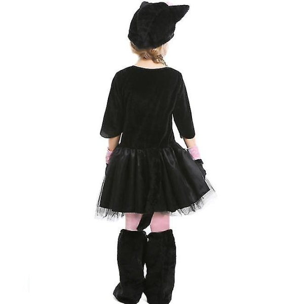 Kostym för flicka rosa svart kattklänning Halloween Karneval Party Mardi Gras Cosplay 145-155CM
