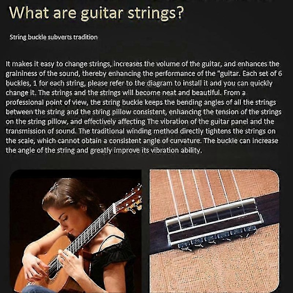 Guitarstreng E Akkordbinding til strengeinstrumenter Akustisk Guitar Dele Tilbehør, sort