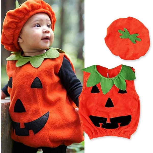 Børne Halloween Kostume Græskar Udklædning Cosplay Fest Kostume Tøj Med Hat Til Baby Drenge Piger 0 3 Months