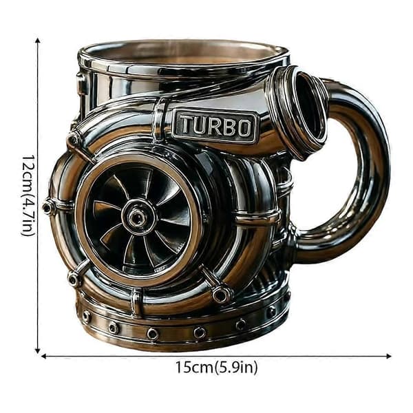 Retro Engine Krus, V8 Engine Turbo Krus - 3D Mekanisk HO Kopp T Kaffe E0Z4 A
